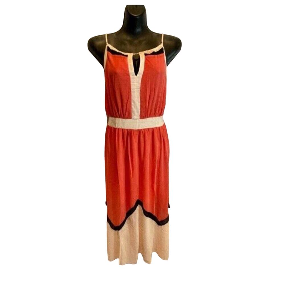 Lucy Paris Womens Coral & Blush Chevron Maxi Dress - Medium